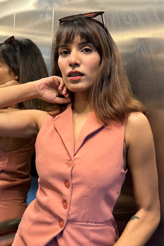 Peach Formal Waistcoat and Skirt Co-ord Set