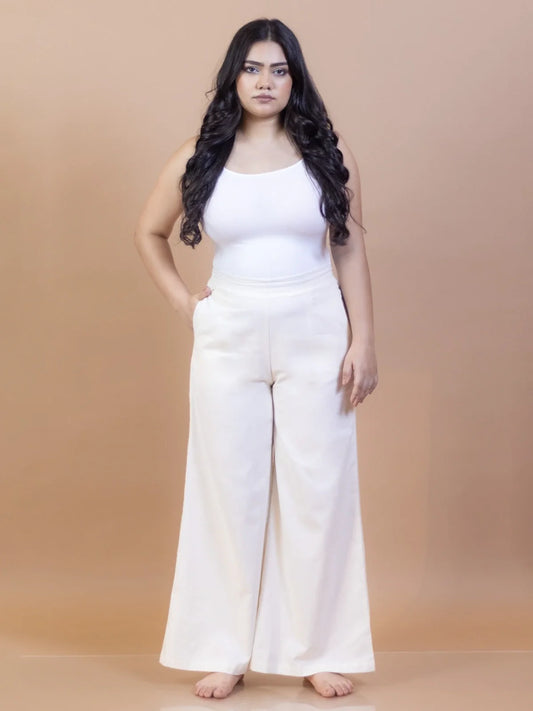 Off White Cotton Palazzo Pants