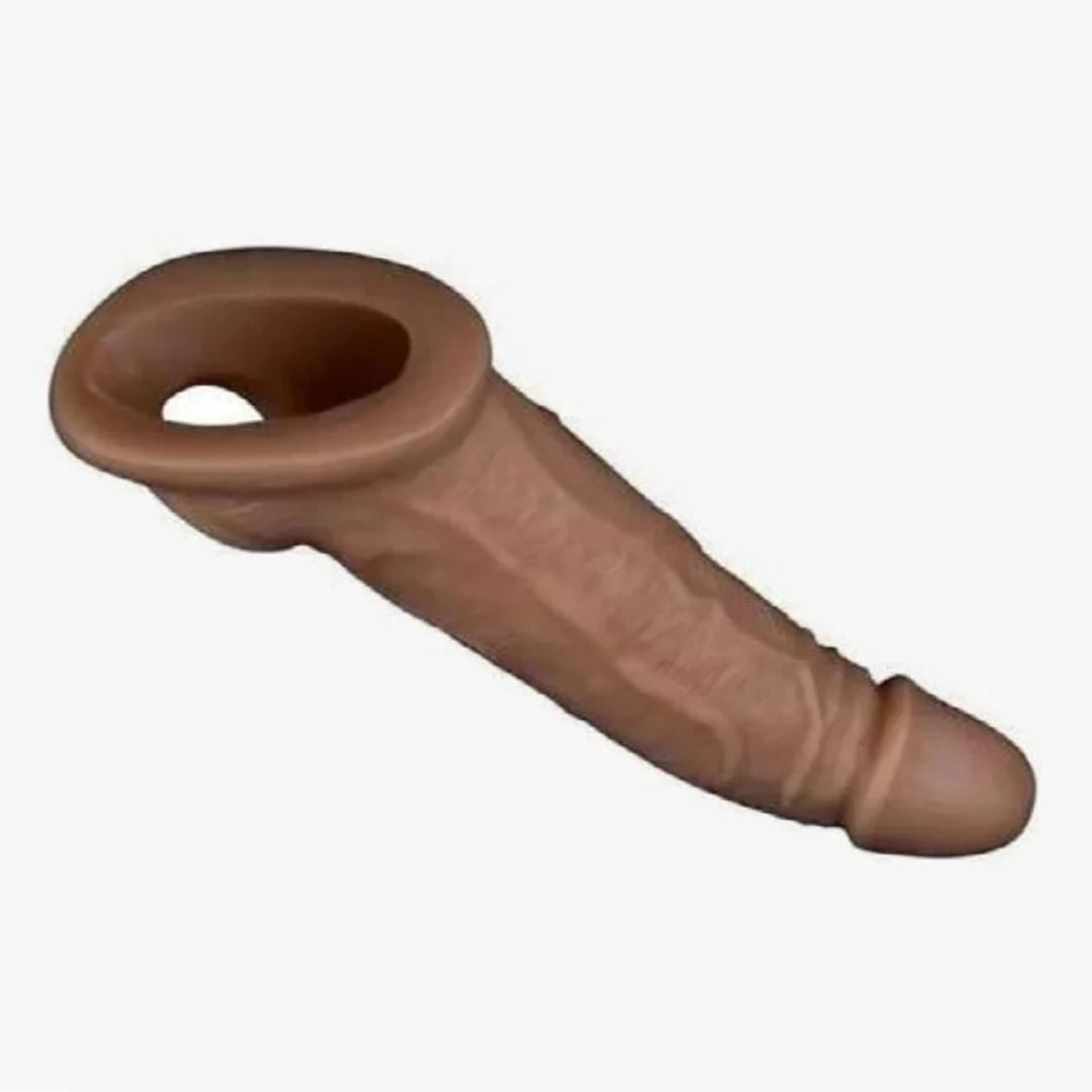 BrownRealisticPenisSleeve8Inches Brown Realistic Penis Sleeve 8 Inches